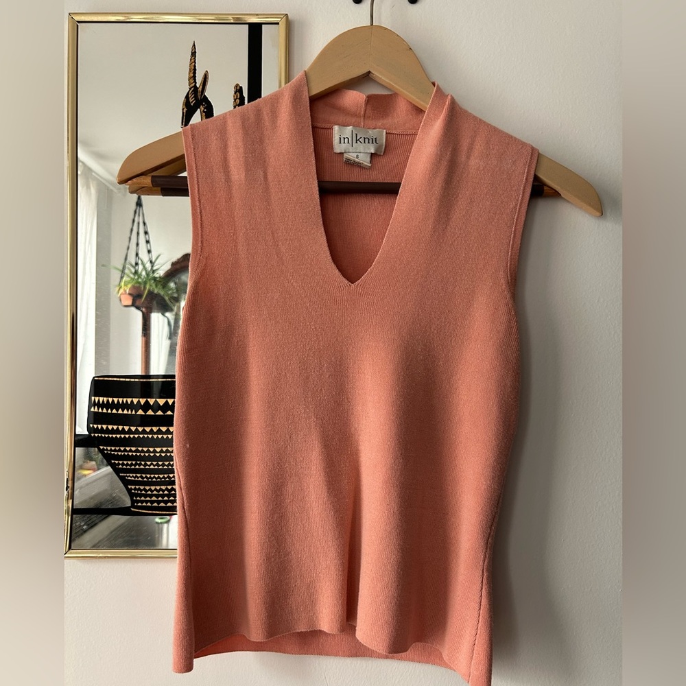 90’s In-Knit knit silk blend size small pink tank top.